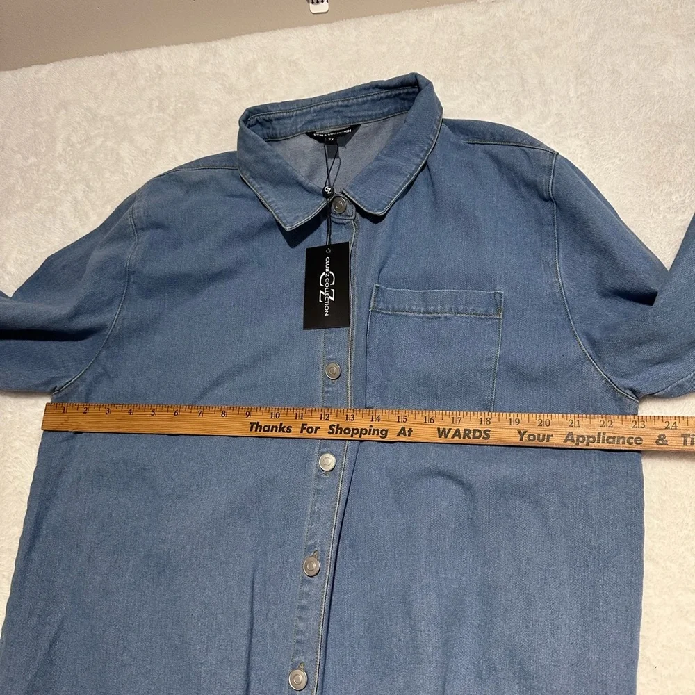 Club Z Collection Denim Button Down Shirt Plus Size 2X